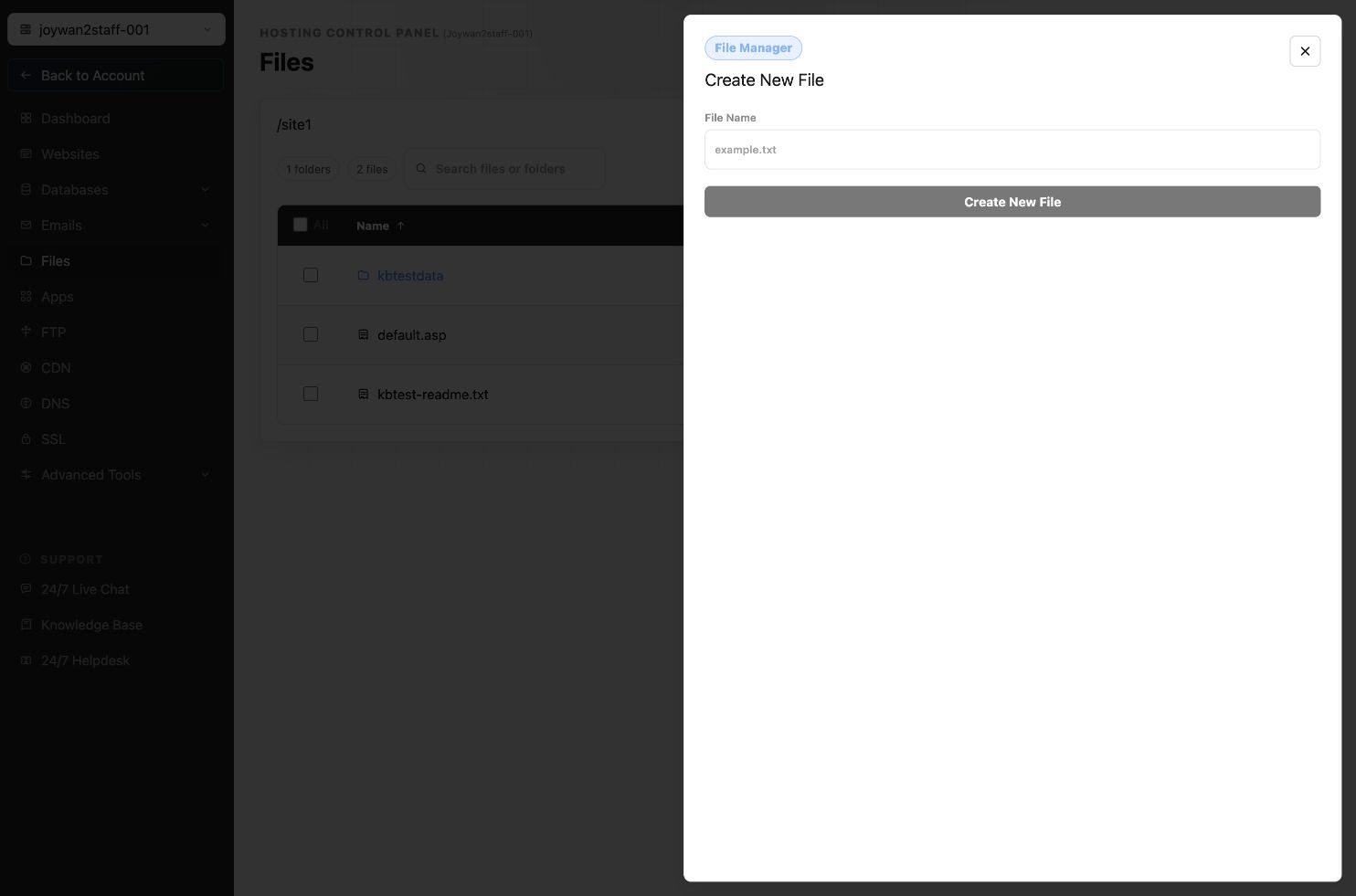 Create a file in the current File Manager