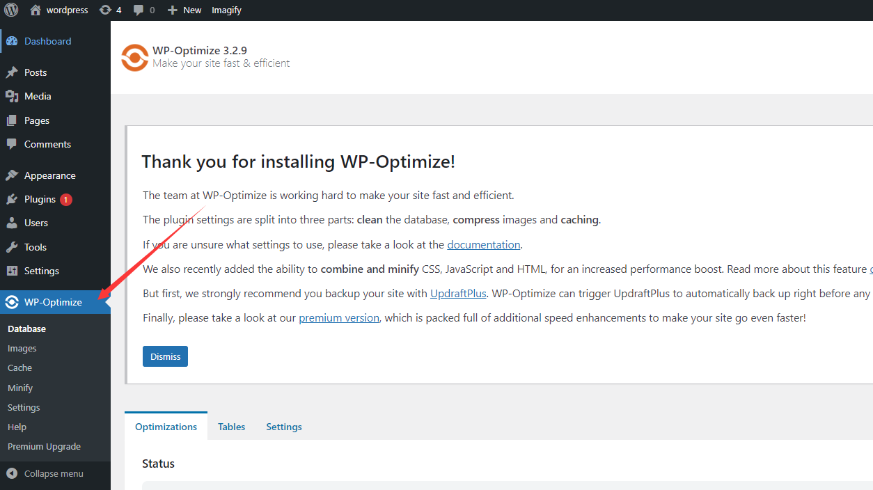 WP optimize 2